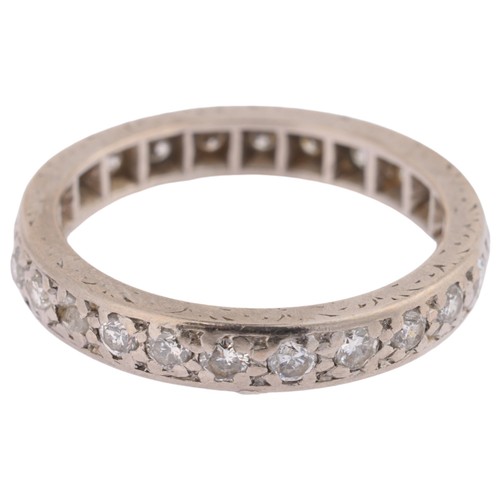 1163 - An Art Deco diamond full eternity ring, set with modern round brilliant-cut diamonds, total diamond ... 