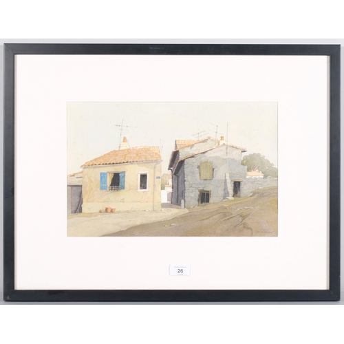 26 - John Hambleton Holdcroft (1926 - 2014) NDD FSIAD FCSD, Continental buildings, watercolour, 25cm x 40... 