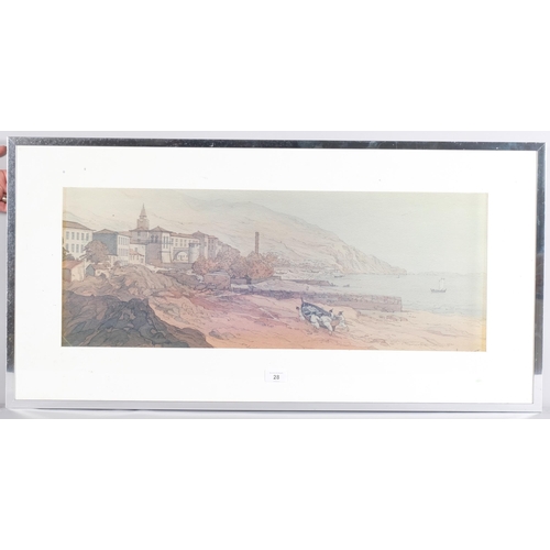 28 - John Hambleton Holdcroft (1926 - 2014) NDD FSIAD FCSD, Madeira coastal scene, watercolour, 27cm x 72... 