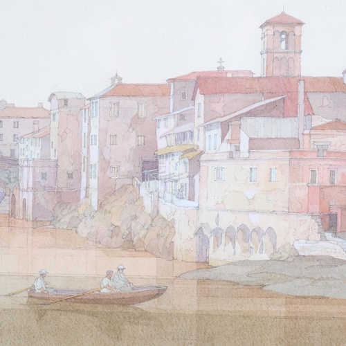 32 - John Hambleton Holdcroft (1926 - 2014) NDD FSIAD FCSD, Tiber Island Rome, watercolour, 31cm x 50cm, ... 