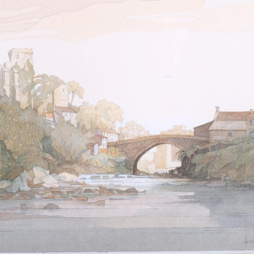 36 - John Hambleton Holdcroft (1926 - 2014) NDD FSIAD FCSD, Continental riverside castle ruins, watercolo... 