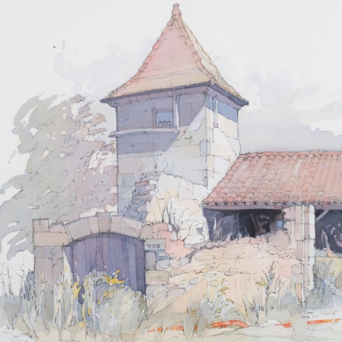 37 - John Hambleton Holdcroft (1926 - 2014) NDD FSIAD FCSD, barn at Rossingnol Dordogne, watercolour, 31c... 