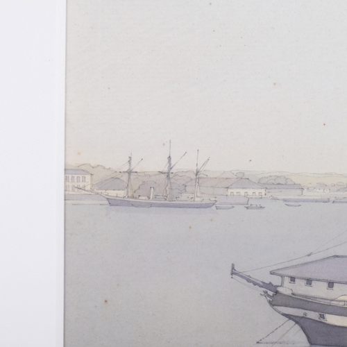 40 - John Hambleton Holdcroft (1926 - 2014) NDD FSIAD FCSD, HMS Tamor Hong Kong, watercolour, 16cm x 25cm... 