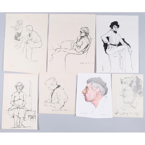 51 - John Hambleton Holdcroft (1926 - 2014) NDD FSIAD FCSD, folder of portrait sketches, ink and pencil, ... 