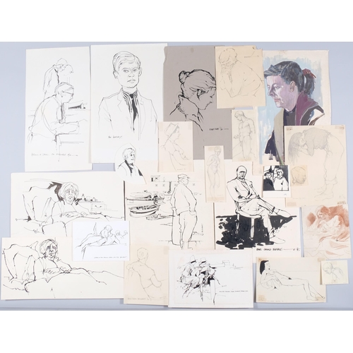 51 - John Hambleton Holdcroft (1926 - 2014) NDD FSIAD FCSD, folder of portrait sketches, ink and pencil, ... 