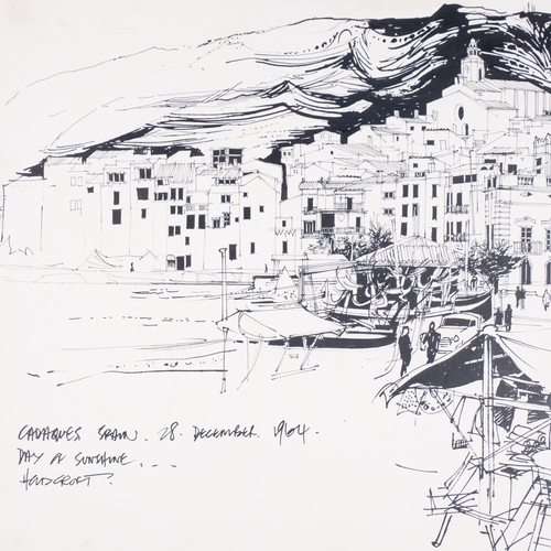 52 - John Hambleton Holdcroft (1926 - 2014) NDD FSIAD FCSD, folder of landscapes, ink drawings 1950s - 19... 