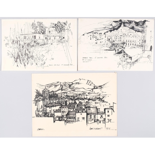 52 - John Hambleton Holdcroft (1926 - 2014) NDD FSIAD FCSD, folder of landscapes, ink drawings 1950s - 19... 