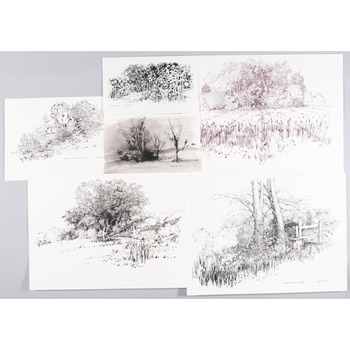 61 - John Hambleton Holdcroft (1926 - 2014) NDD FSIAD FCSD, folder of ink drawings, garden scenes, togeth... 