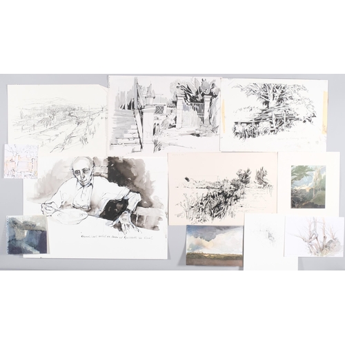 61 - John Hambleton Holdcroft (1926 - 2014) NDD FSIAD FCSD, folder of ink drawings, garden scenes, togeth... 