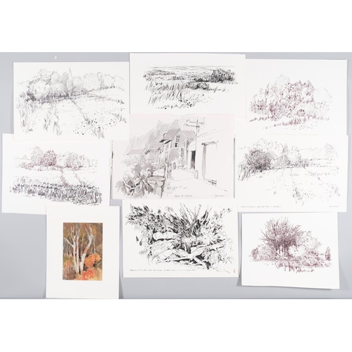 61 - John Hambleton Holdcroft (1926 - 2014) NDD FSIAD FCSD, folder of ink drawings, garden scenes, togeth... 