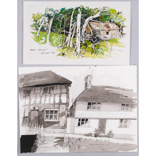 62 - John Hambleton Holdcroft (1926 - 2014) NDD FSIAD FCSD, folder of ink/watercolour drawings, Hastings ... 