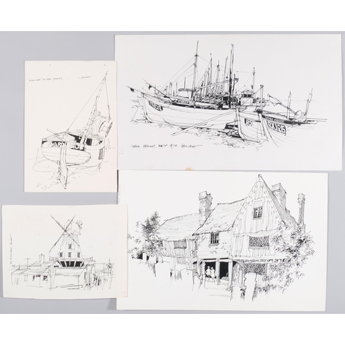 62 - John Hambleton Holdcroft (1926 - 2014) NDD FSIAD FCSD, folder of ink/watercolour drawings, Hastings ... 