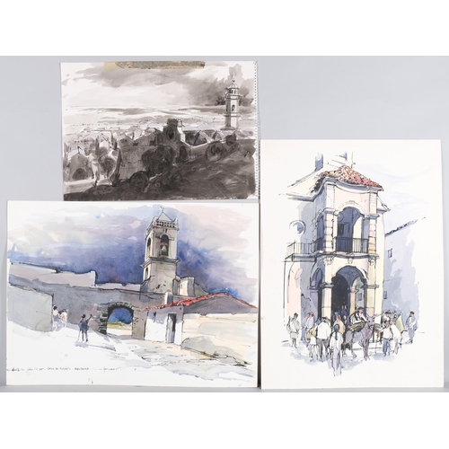 75 - John Hambleton Holdcroft (1926 - 2014) NDD FSIAD FCSD, folder of various drawings, watercolour/ink, ... 