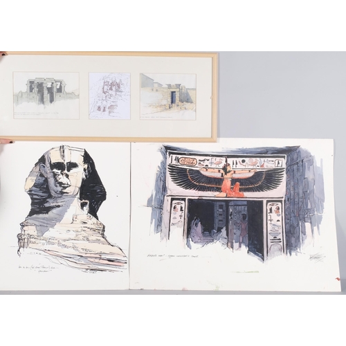 82 - John Hambleton Holdcroft (1926 - 2014) NDD FSIAD FCSD, the Sphinx at Giza, ink/watercolour, 60cm x 4... 