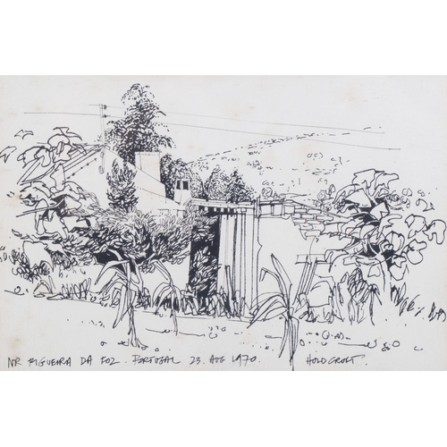 83 - John Hambleton Holdcroft (1926 - 2014) NDD FSIAD FCSD, 4 various ink drawings, framed, various sizes... 