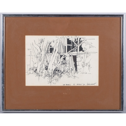 83 - John Hambleton Holdcroft (1926 - 2014) NDD FSIAD FCSD, 4 various ink drawings, framed, various sizes... 