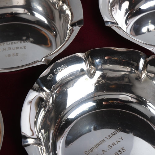 1684 - A cased set of 10 George V silver 'Jubilee Flypast' presentation bowls, Atkin Brothers, Jubilee hall... 