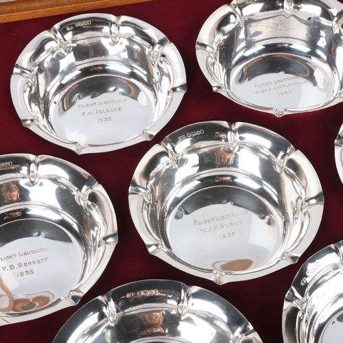 1684 - A cased set of 10 George V silver 'Jubilee Flypast' presentation bowls, Atkin Brothers, Jubilee hall... 