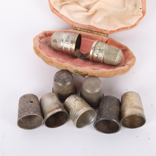 1687 - Various sewing thimbles, including 6 silver examples