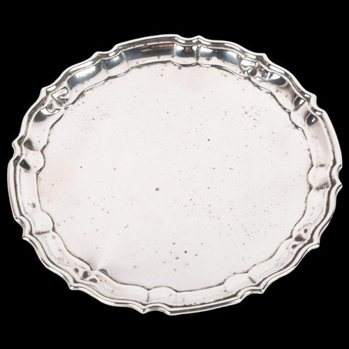 1702 - An Edward VIII silver salver, Barker Brothers & Sons Ltd, Birmingham 1936, circular form with scallo... 