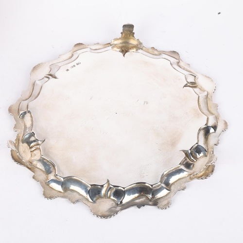 1705 - A Victorian circular silver salver, Daniel & Charles Houle, London 1863, shell and foliate pie crust... 