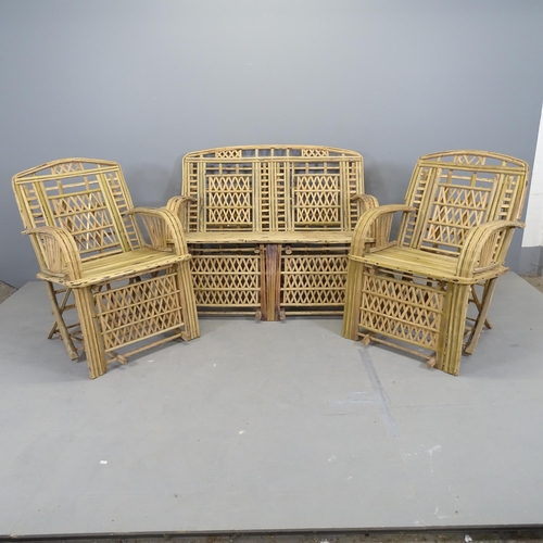 3060 - A Bamboo Brighton Pavillion style three piece conservatory suite, comprising a two-seater sofa and t... 