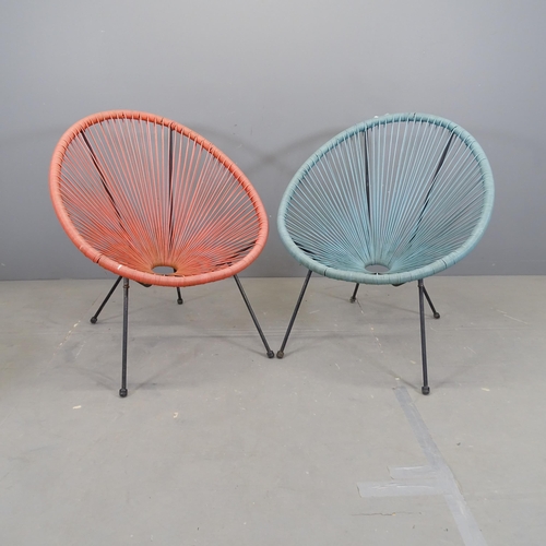 3067 - A pair of mid-century Acapulco style string chairs.