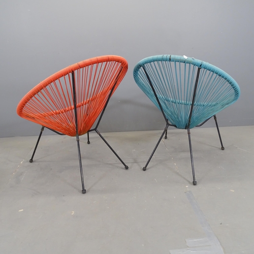 3067 - A pair of mid-century Acapulco style string chairs.