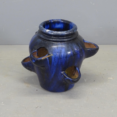 3085 - A glazed terracotta strawberry planter. 39x36cm.