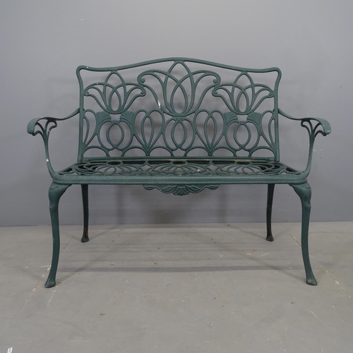 3096 - NOVA - A painted aluminium garden bench, labelled for Nova Garden Furniture. 120x96x55cm.... 