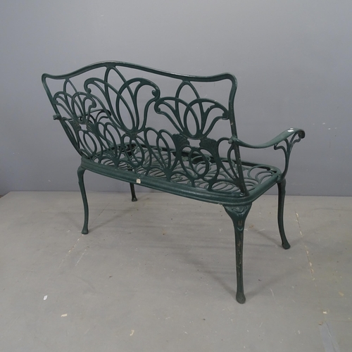 3096 - NOVA - A painted aluminium garden bench, labelled for Nova Garden Furniture. 120x96x55cm.... 