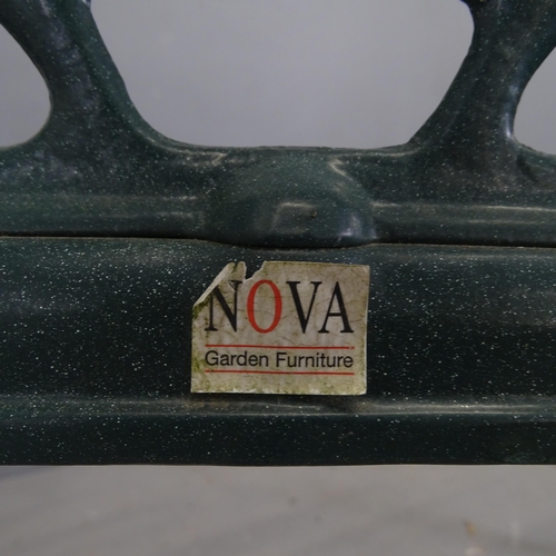 3096 - NOVA - A painted aluminium garden bench, labelled for Nova Garden Furniture. 120x96x55cm.... 