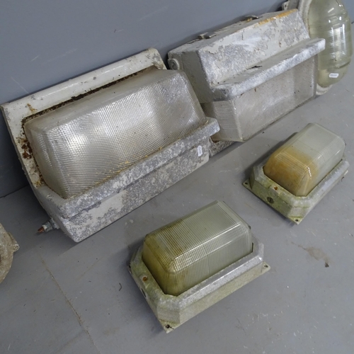 3097 - Six various industrial wall light fittings. Largest 37x30cm.