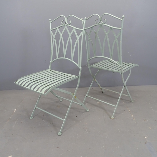 3112 - A pair of painted metal folding bistro / garden chairs.