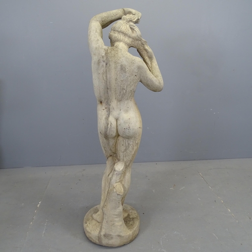 3118 - A concrete garden statue, study of a nude lady. Height 117cm.