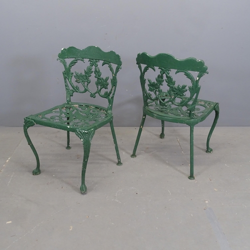 3124 - A painted aluminium garden table, 72x67cm, and four matching chairs.