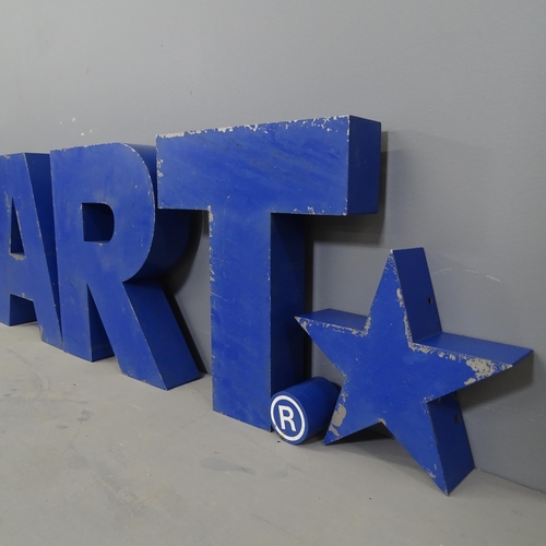 3160 - A Walmart sign in individual painted metal letters. Letter height 41cm.