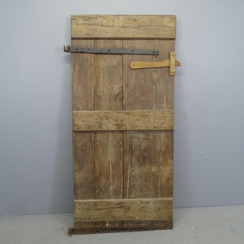 3161 - LOCAL INTEREST - A Tudor style antique solid oak door with wooden latch and strap hinges. From The T... 