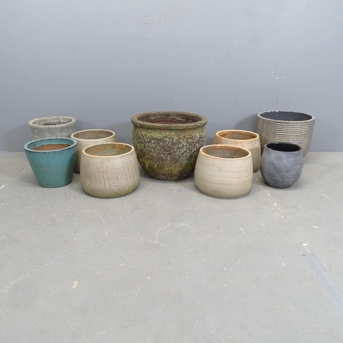 3166 - Nine various garden plant pots. Largest 37x30cm.