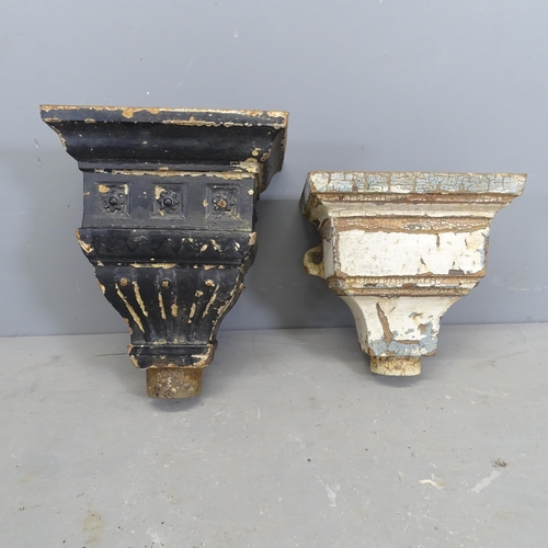 3169 - Two similar painted cast iron rain hoppers. Largest 36x46x24cm.