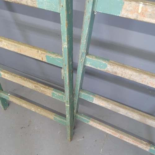 3172 - Two halves of a vintage pine step ladder. 87x163cm.