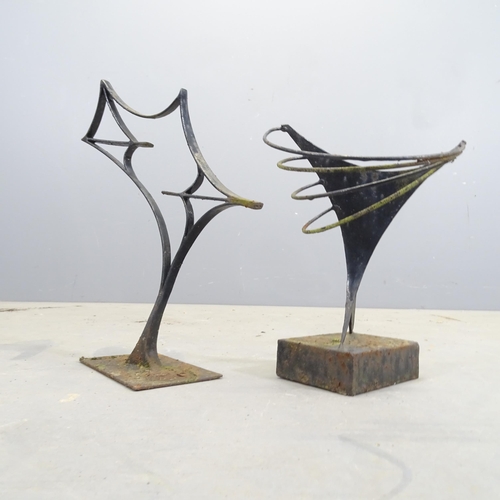 3177 - Two abstract iron compositions. Tallest 38cm.