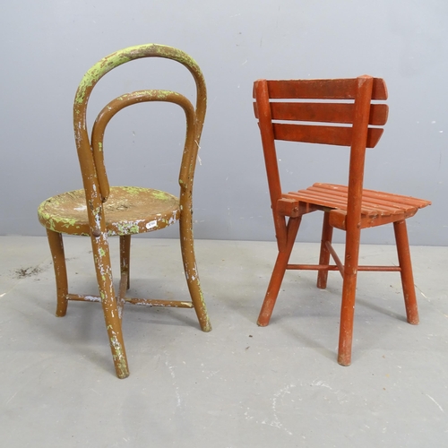 3180 - THONET - A child's painted bentwood chair, and another rustic child's chair. (2)