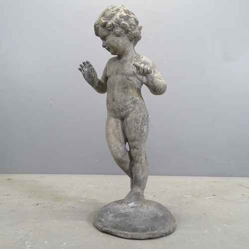 3183 - A lead cherub / putti sculpture. Height 52cm.