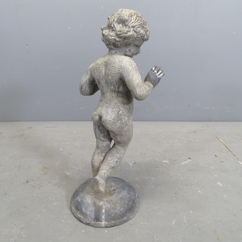 3183 - A lead cherub / putti sculpture. Height 52cm.