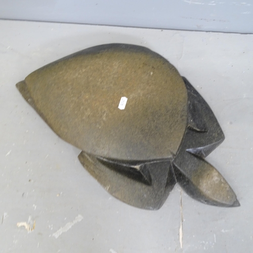 3203 - A Spring stone sculpture, study of a turtle. Length 51cm.