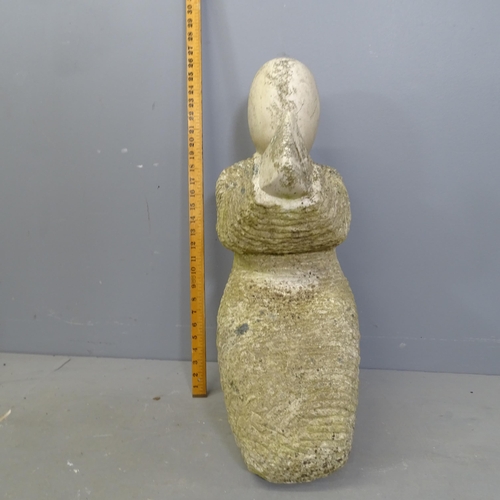 3222 - A large carved white opal sculpture, study of a praying figure. Height 66cm.