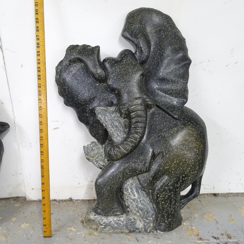 3224 - A hand carved hardstone sculpture, stufy of an elephant. Height 80cm.