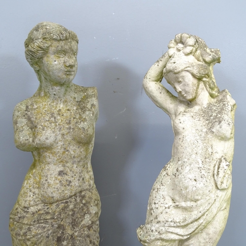 3243 - Two weathered concrete garden statues. Tallest 88cm.