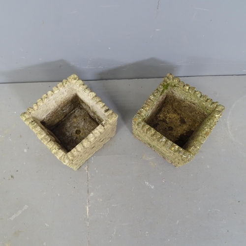 3244 - A pair of small brick design garden planters. 20x18cm.